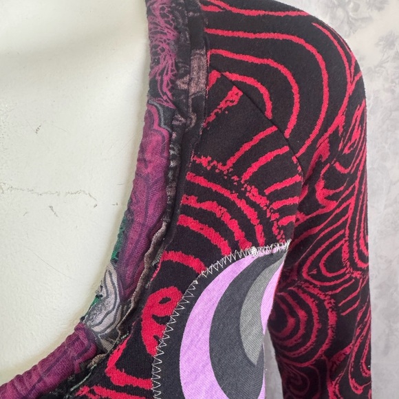 Y2K Dream DESIGUAL Colorful Abstract Embroidered Metallic Women's Top Medium - Picture 9 of 13